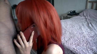 Русская рыжая супруга долбится с любовником, разговаривая с мужем по телефону